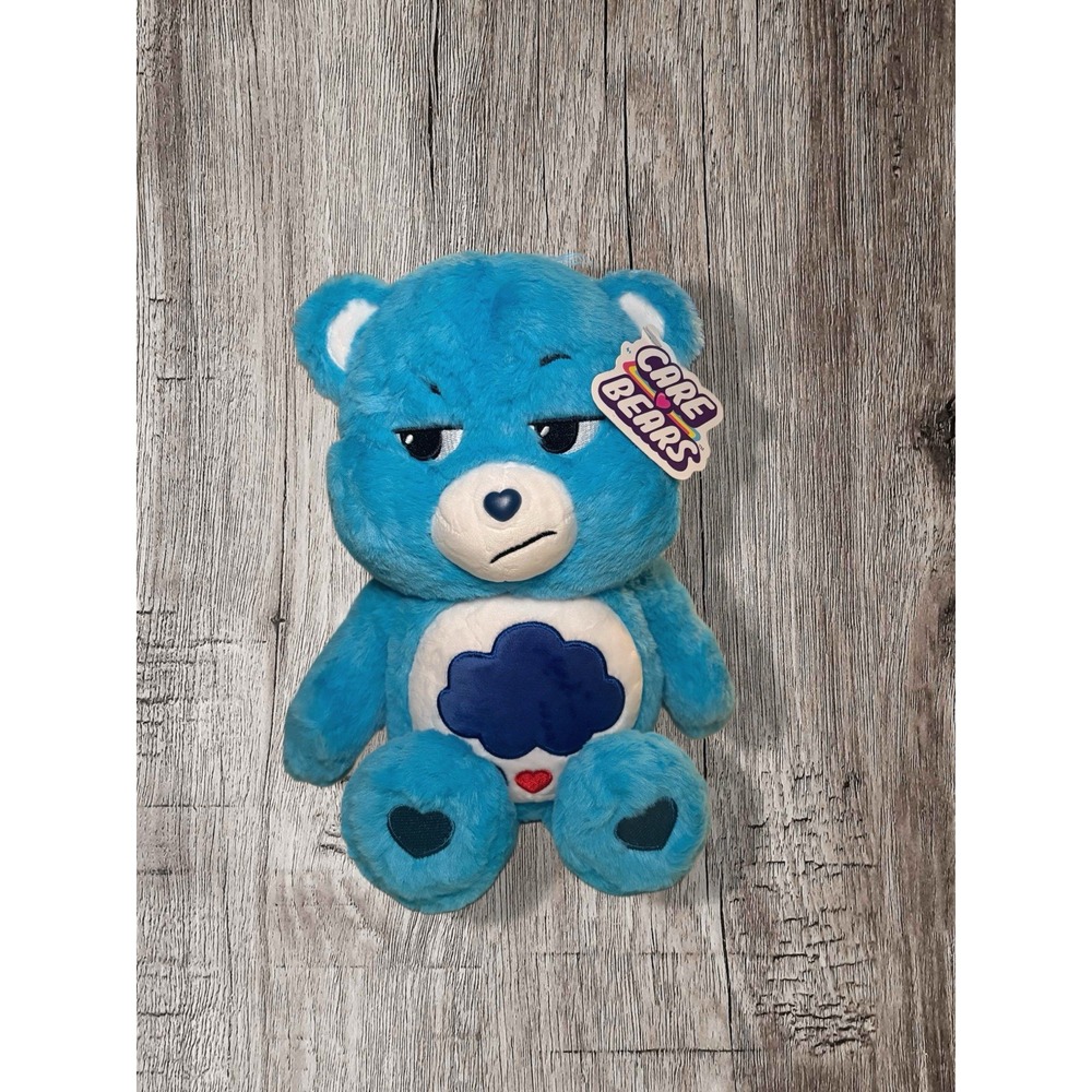 Care Bears Grumpy Bear Plush Blue Clouds & Rain Stuffed Animal 14"